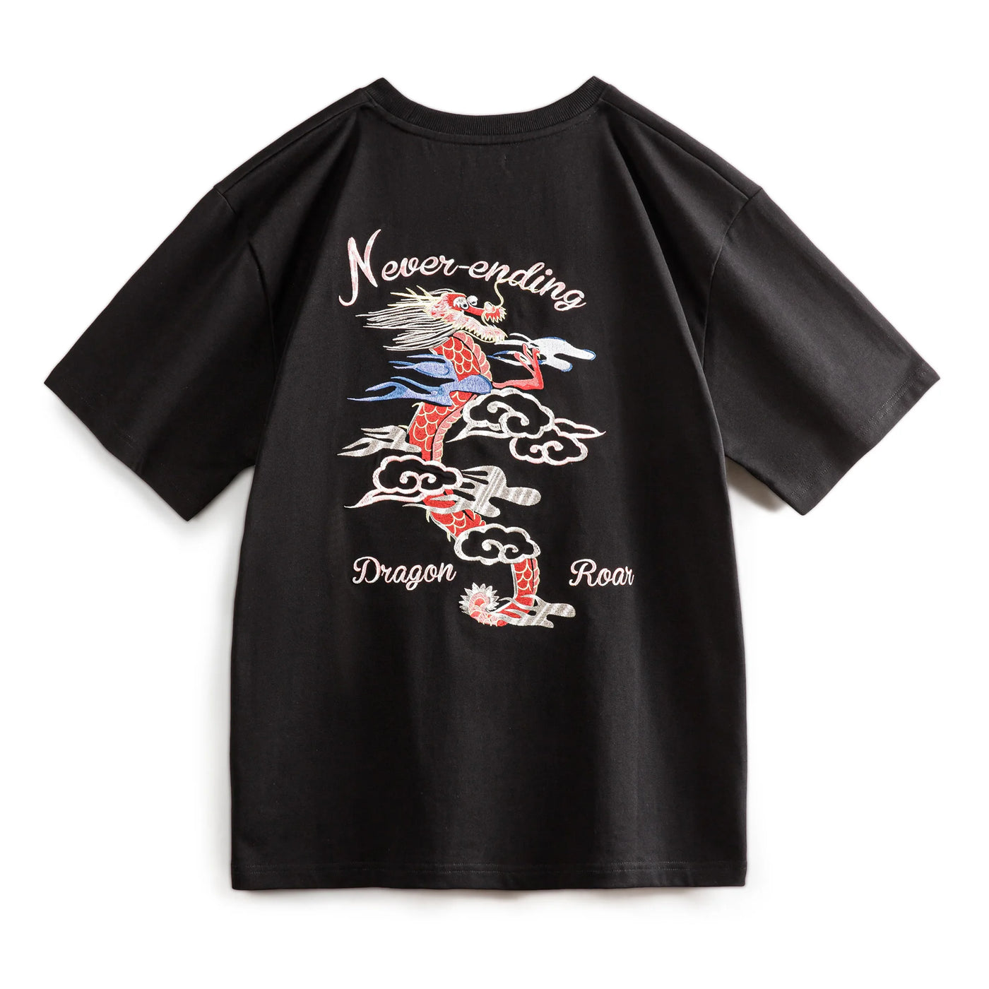 Maden Retro Heavy Industry Embroidered T-shirt 270g/m² Cotton Short-sleeved Black Tee for Men's Summer Crew Neck Tops