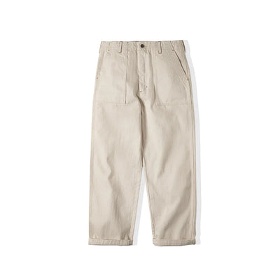 Maden Vintage 11.2oz White Cottonseed Hull Jeans Casual Loose Fit Straight Trousers for Men's Spring and Fall Chino Cargo Pants