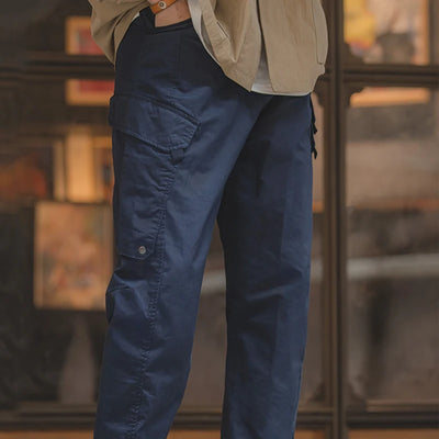 Maden Workwear American Style Large Pocket 3D Cut Leggings Drawstring  Green Cropped Pants Men's Trend