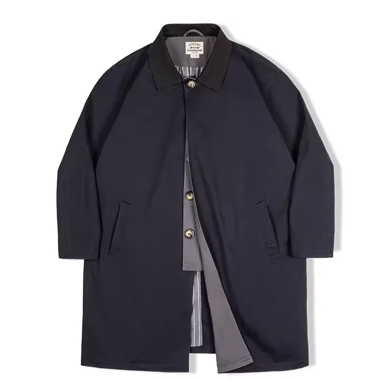 Maden Workwear Men's Autumn American Casual Contrast Windbreaker Heavyweight Loose Mid length Thin Coat