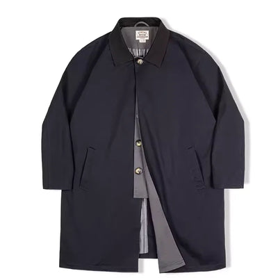 Maden Workwear Men's Autumn American Casual Contrast Windbreaker Heavyweight Loose Mid length Thin Coat
