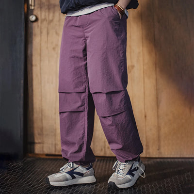 Maden New Vintage Wrinkled Paratrooper Pants Thin Elastic Waist Casual Straight Trousers for Men's Spring Versatile Sweatpants