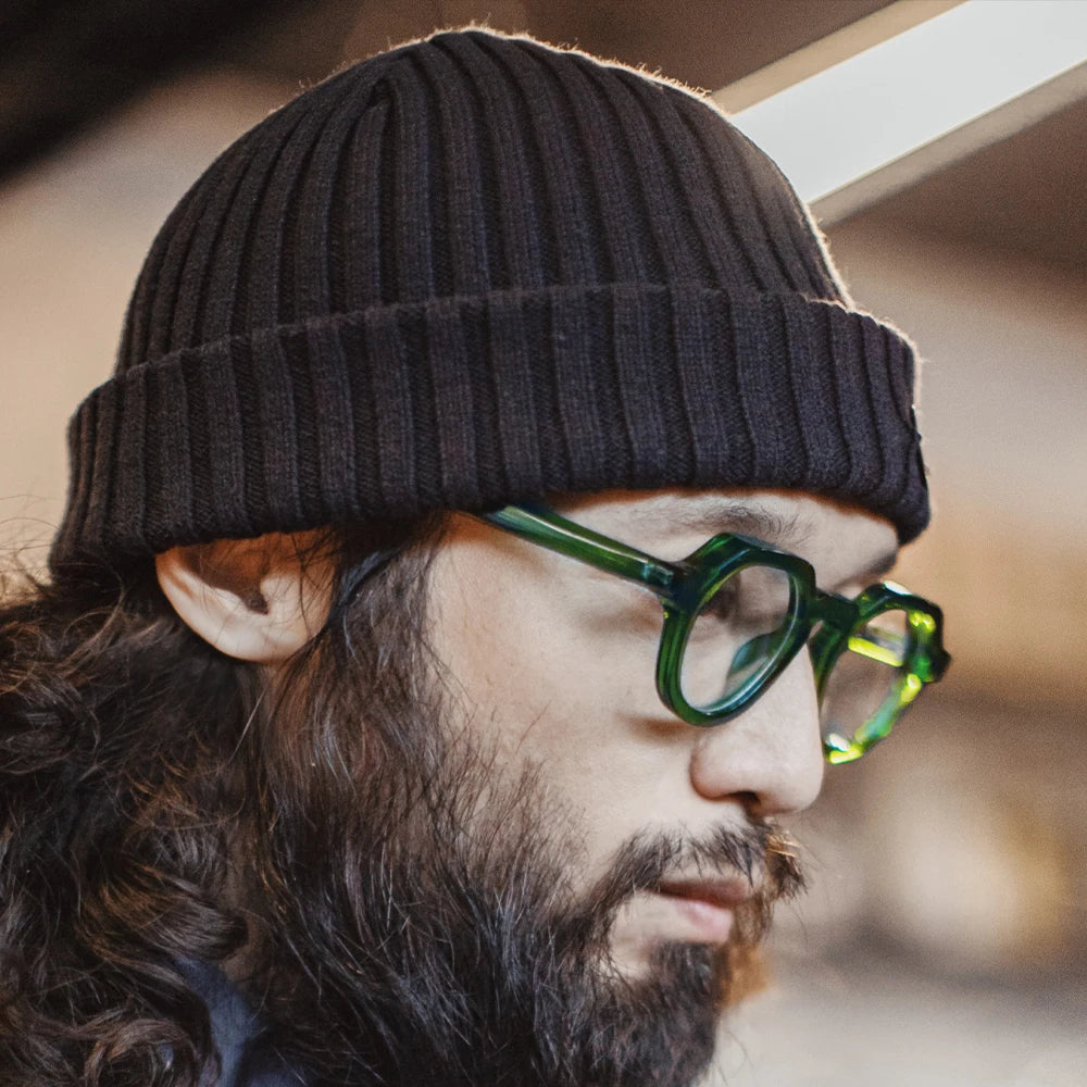 Maden Vintage Round Frame Glasses Unisex Thick Acetate Fashion Eyeglass Frames Retro Trendy Versatile Durable Design Eyewear