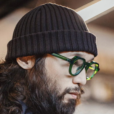 Maden Vintage Round Frame Glasses Unisex Thick Acetate Fashion Eyeglass Frames Retro Trendy Versatile Durable Design Eyewear