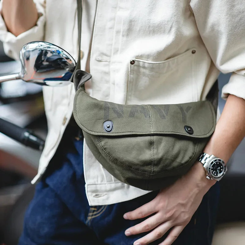 Maden Retro N1 Deck Men's Bags Canvas Messenger Crossbody Chest Waist Bag Green Hats Travel Shoulder Belt Bag