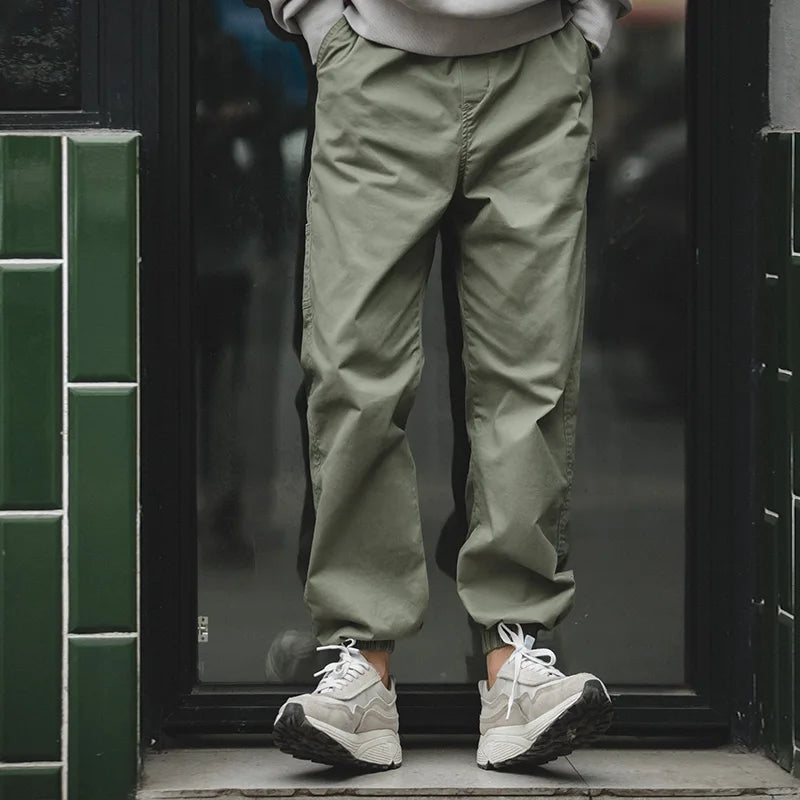 Maden Vintage Drawstring Pants Men's Spring and Fall Elastic Waist Harem Style Casual Trousers Letter Print Joggers Bottoms