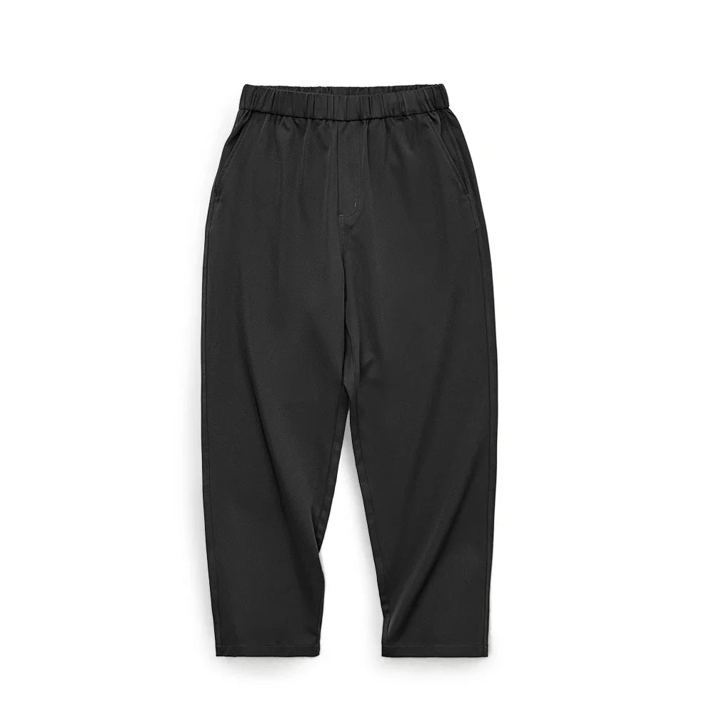 Maden Easypants Casual Pants Iron-free Anti-wrinkle Loose Straight Fit Solid Elastic Waistband with Pocket Design, Trousers