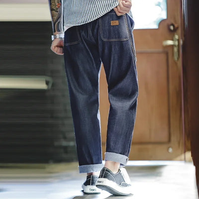 Maden Workwear American Vintage Original Cow Jeans Amekaji Denim Red Ear Straight Leg Trousers Men's Autumn