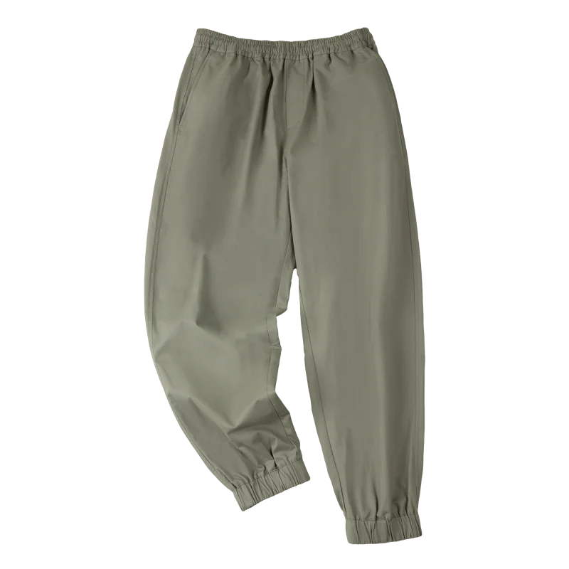 Maden Casual 100% Cotton Stretch Twill Tapered Pants Khaki Elastic Waist Joggers Cuffed Pants Classic Outdoor Workout Trousers