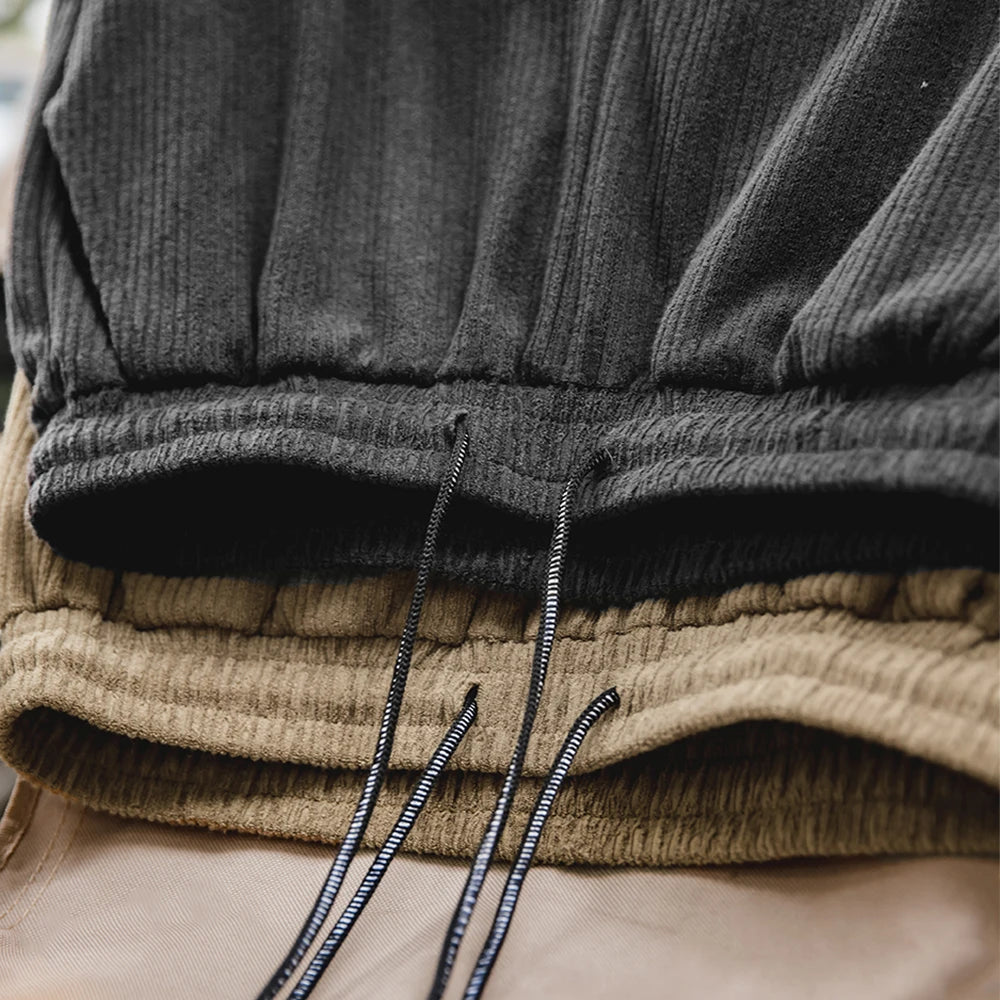 Maden Workwear Retro Knitted Elastic Waist Guard Pants Drawstring Sports Straight Tube Wide Leg Long Pants Men's Autumn