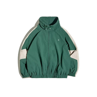 Maden Casual Detachable Double Zipper Patchwork Jackets Stand-up Collar Loose Fit Letter Jacket For Men's Spring and Fall Coat