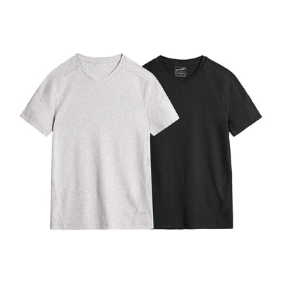 Maden Gray Casual Lyocell Cool-Touch Short Sleeve T-Shirt Men's Summer Quick-Dry V-Neck Fitness Tee Slim Fit Gym Versatile Tops