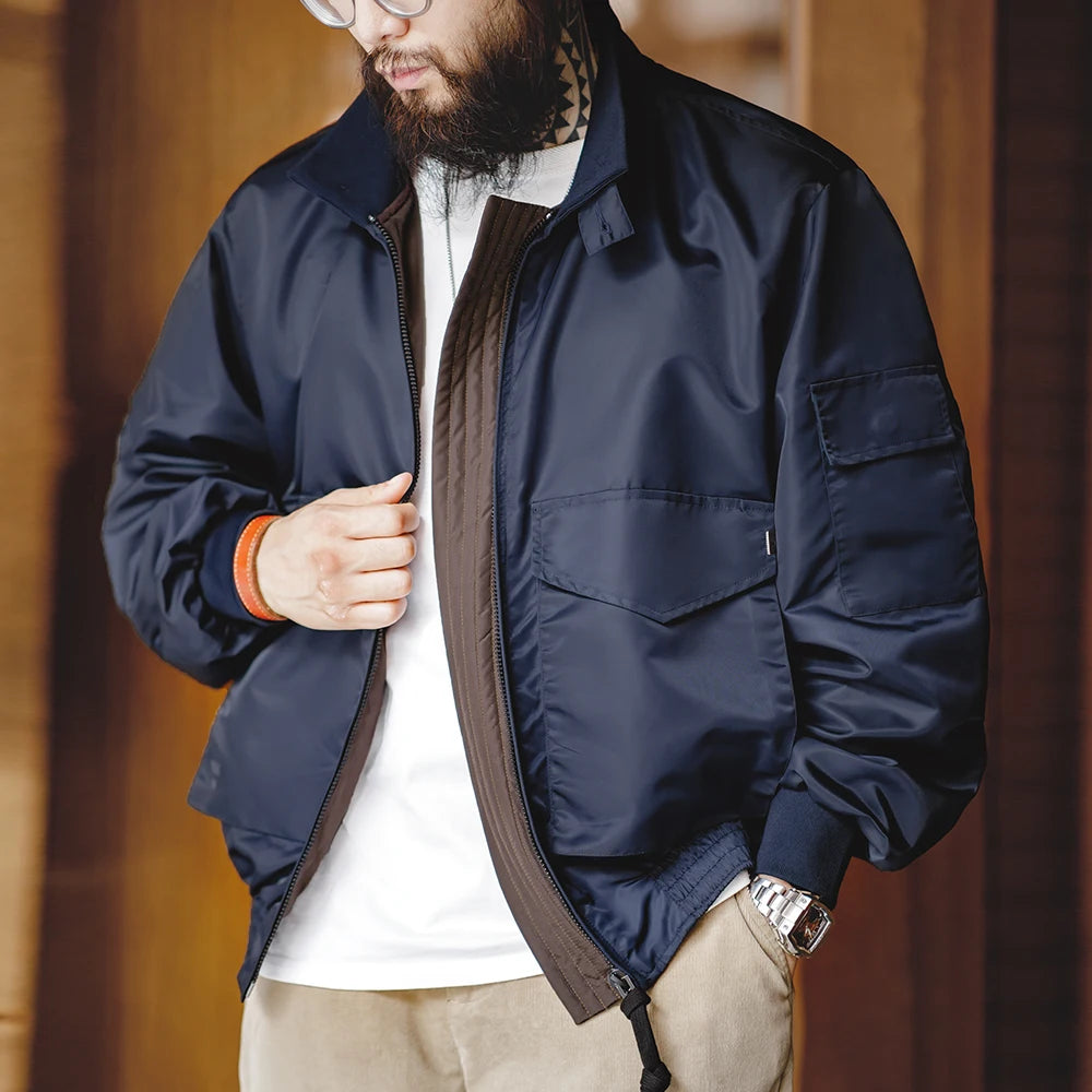 Maden G-8 WEP Flight Jackets for Men Vintage Navy Blue Bomber Jacket Autumn Winter Outerwear Turn-down Collar Coats