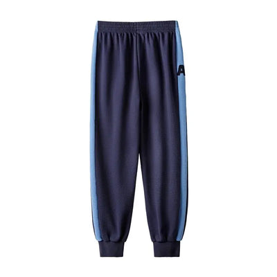 Maden Men's Contrast Joggers Pants Waffle Knit Training Pants with Elastic Cuffs & Drawstring Waist Navy Blue Casual Sweatpants