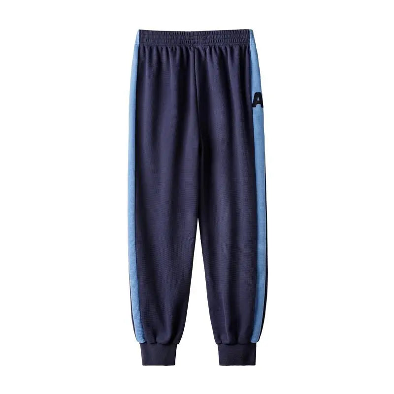 Maden Men's Contrast Joggers Pants Waffle Knit Training Pants with Elastic Cuffs & Drawstring Waist Navy Blue Casual Sweatpants