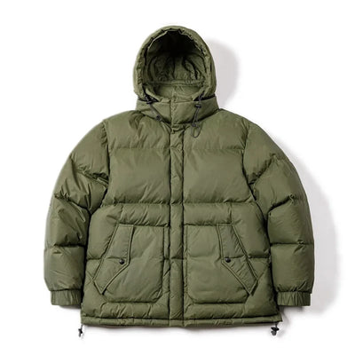 Maden Winter Wax Surface Down Jacket for Men Removable Hooded Thickened Warm Stand-up Collar Coat Men's Padded Outer Clothing