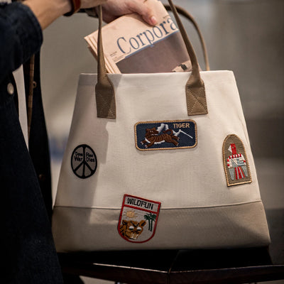 Maden New Vintage Embroidered Tote Bags Large-capacity Patchwork Handbag Versatile Single - shoulder Unisex Style White Bags