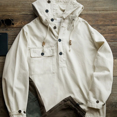 Maden American Retro Beige White Deck Suit Severe Weather Coat Charge Sweater Hoodie Men's Autumn