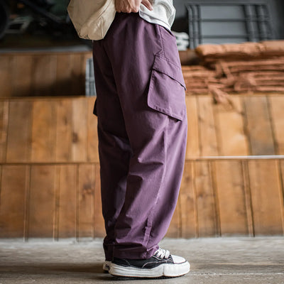 Maden Men's Outdoor Quick-Dry Cargo Pants Lightweight Water-Resistant Purple Hiking Trousers with Multi-Pockets Breathable Pants