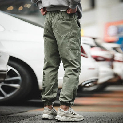 Maden Vintage Drawstring Pants Men's Spring and Fall Elastic Waist Harem Style Casual Trousers Letter Print Joggers Bottoms