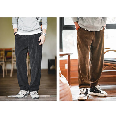 Maden Work Clothes With No Ironing And Sagging Sensation Pants With Straight Legs Imitation Corduroy Long Pants For Men