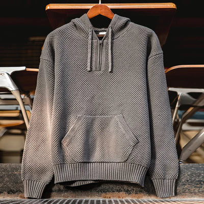 Maden Casual Knit Sweater Half-zip Essentials Hoodies for Men Autumn Winter Fashion Brand Pullovers Warm Hooded Sweatshirt Tops