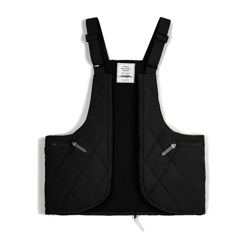 Maden Men's Quilted Vest Bag Large-capacity Crossbody Cotton Bag  Outdoor Multifunctional Padded Vest Heated Sleeveless Jacket