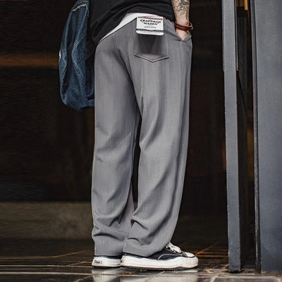 Maden Men's CleanFit Dress Pants Solid Color Lightweight Office Trousers with Elastic Waist Timeless Tailored Suit Pants Casual
