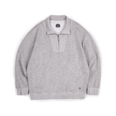 Maden Men's Spring and Autumn Casual Gray Pullover Sweatshirt Patchwork Standing Collar Sweatshirts Metal Zipper Top Clothing