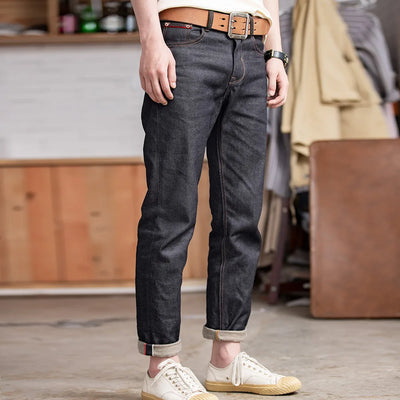 Maden Retro 11.6oz Selvedge Raw Denim Jeans Tapered Regular Fit Cotton Jeans with Zipper Fly High Quality Versatile Men's Pants