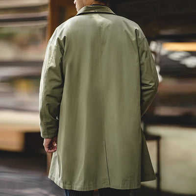 Maden Workwear Men's Autumn American Casual Contrast Windbreaker Heavyweight Loose Mid length Thin Coat