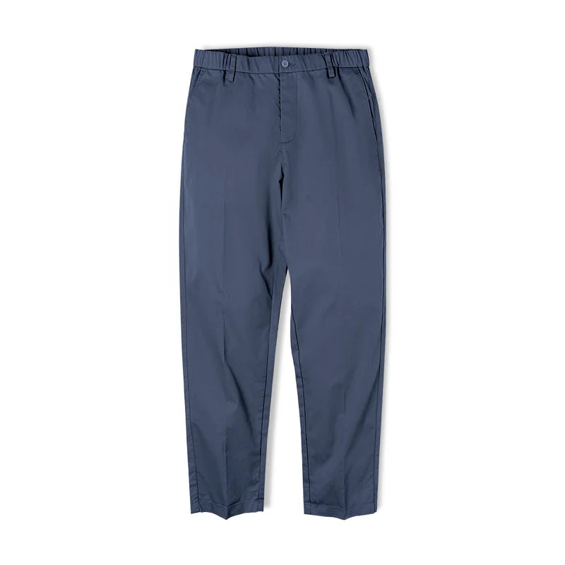 Maden Straight-fit Blazer Trousers for Men Khaki Casual Tapered Pants Elastic Waist Comfortable Pants Autumn Versatile