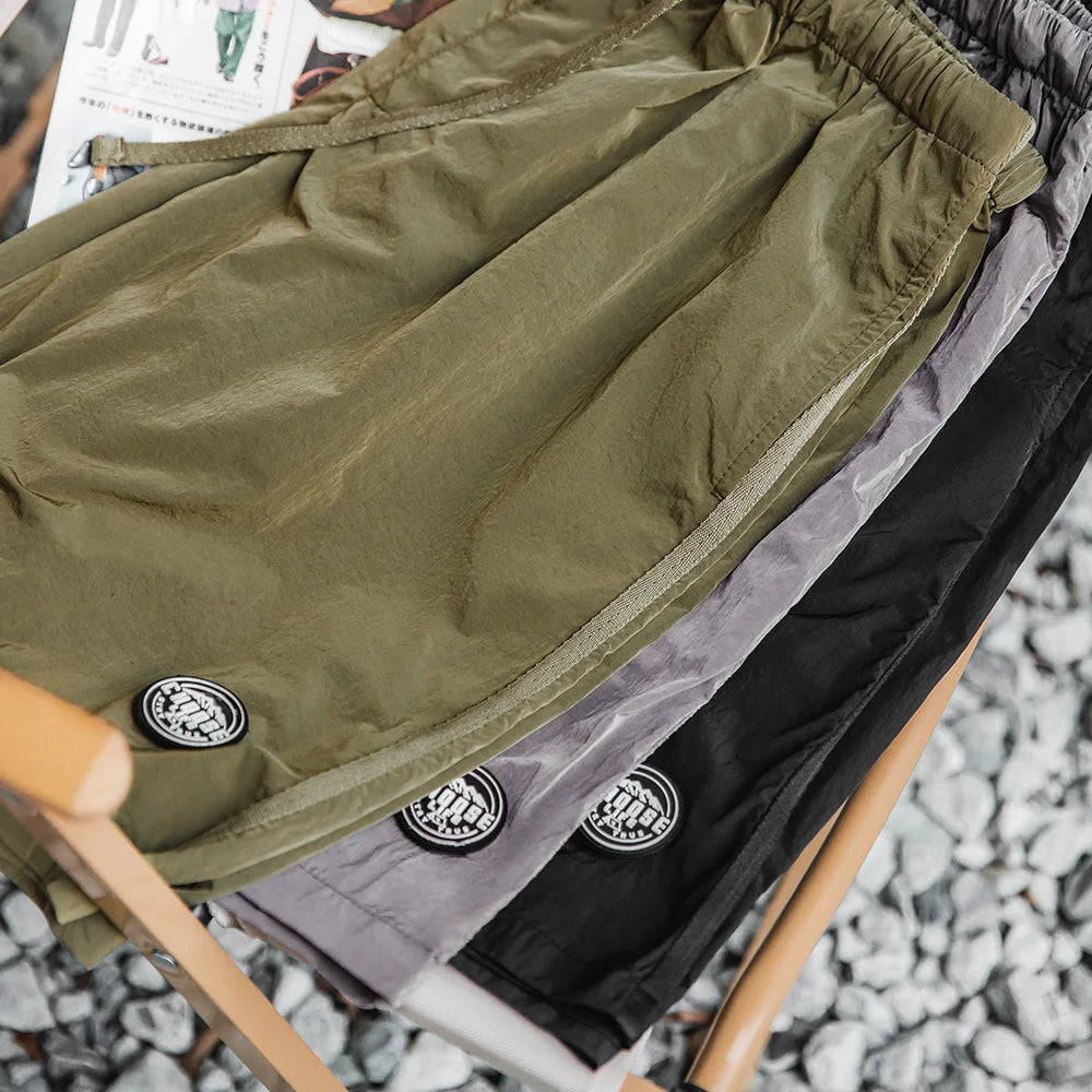 Maden Outdoor Men's Quick-Dry Shorts Lightweight Casual Elastic Waist Drawstring Shorts Loose Fit Running Contrast Summer Shorts