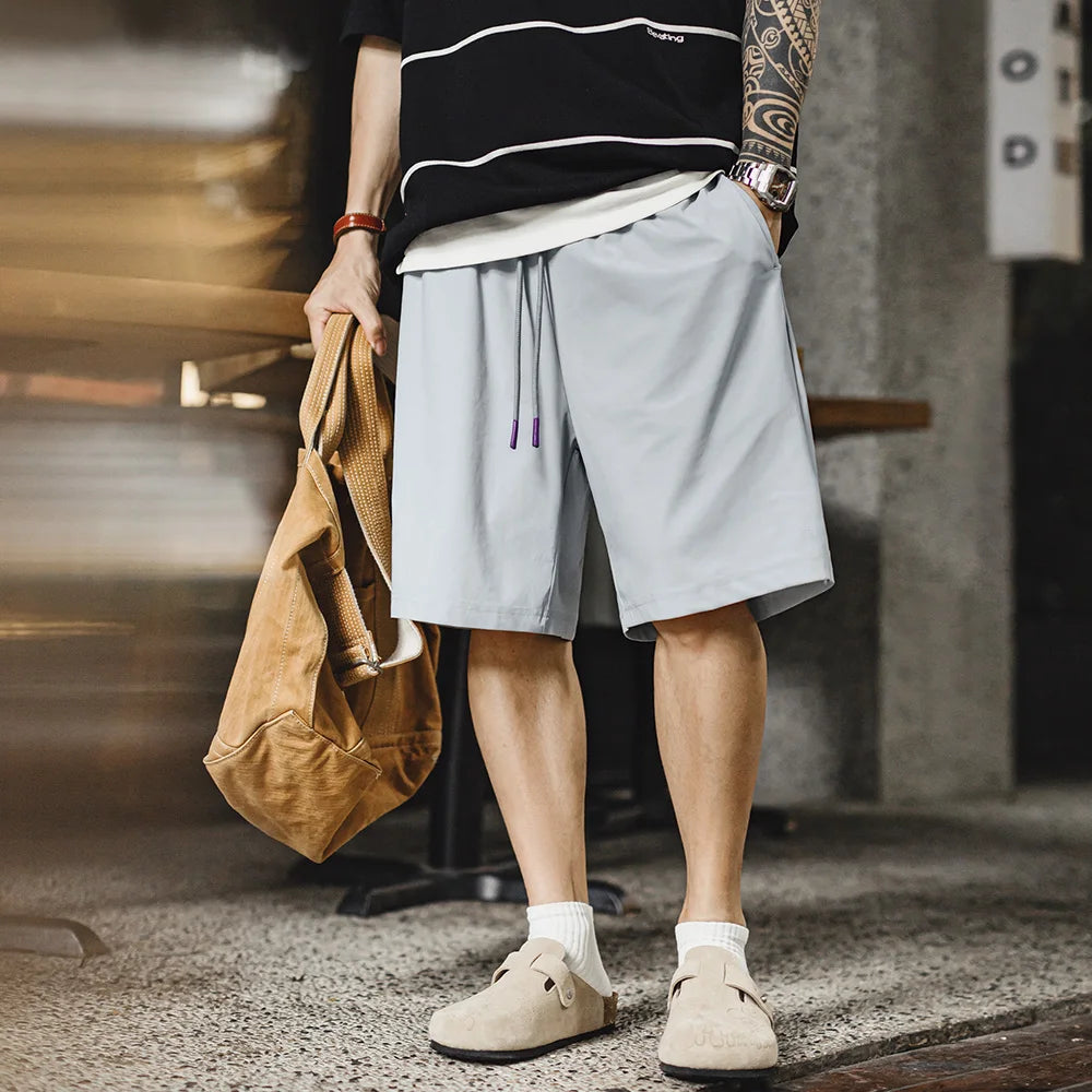 Maden UPF 50+ Cool-Touch Shorts Men's Summer Knit Basketball Shorts with Elastic Waist Lightweight Quick-Dry Bottom for Running