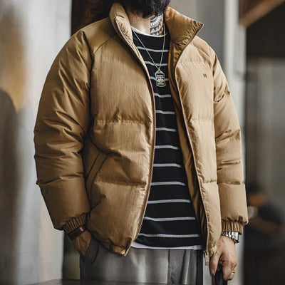 Maden Winter Stand-up Collar Down Jacket for Men White Duck Down Filling Outdoor 4-Grade Waterproof Coat Thickened Warm Jacket