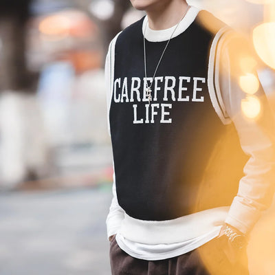 Maden Round-neck Casual Knitted Vest for Men Academy Style Spring and Autumn Streetwear Sleeveless Vest Letter Printed Pullover