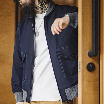Maden Workwear American Retro A1 Pilot Jacket Bomber Short Contrasting Color Patchwork Baseball Jacket Men's Autumn