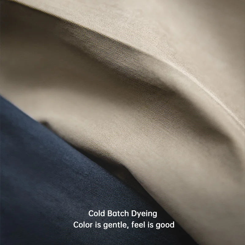 Maden Straight-fit Blazer Trousers for Men Khaki Casual Tapered Pants Elastic Waist Comfortable Pants Autumn Versatile