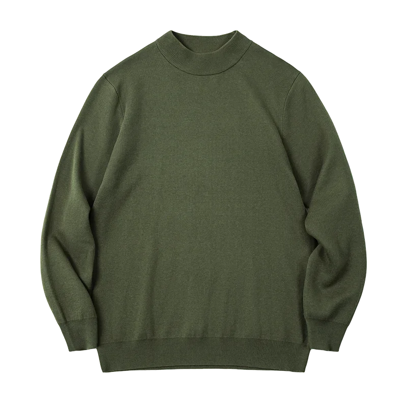 Maden Autumn Winter New Regular Fit 12 Gauge Sweater Men Half Turtleneck Pullovers Knitwear Solid Color Warm Bottom Shirt