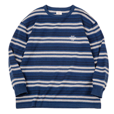 Maden Men's Color Blocking Striped Sweater Round-neck Long Sleeve T-shirt Spring and Autumn Inner Undershirt Casual Knitwear