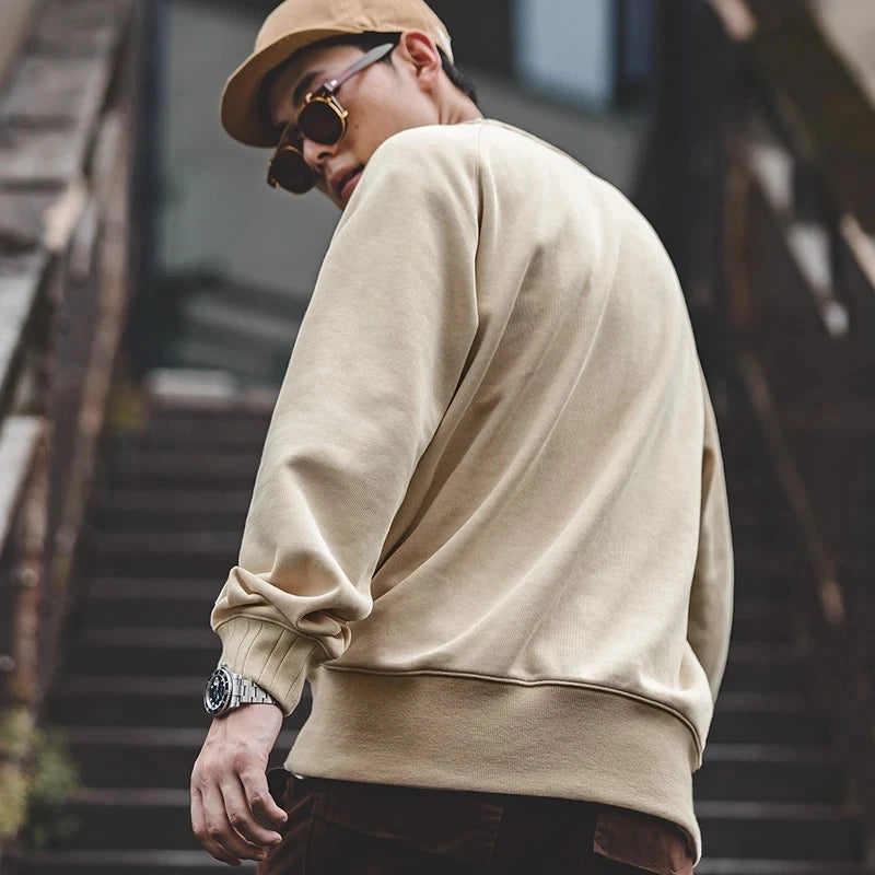Maden Vintage Men's Hoodies Sweatshirt Oversize Male Loose Cotton Solid Thicken Warm Sweatshirts Casual Knitting Hoodied Clothes