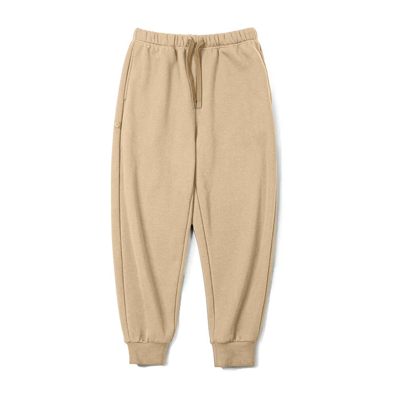 Maden Autumn and Winter Thickened Polar Fleece Sweatpants for Men Soft and Comfortable Pants Adjustable Woven Belt Totem Buttons