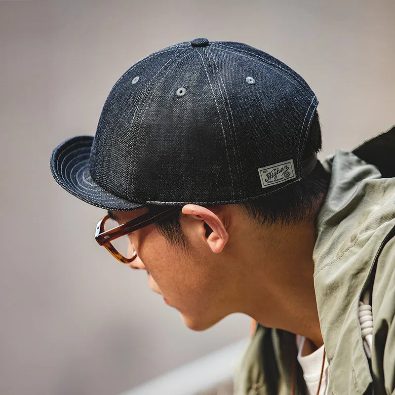 Maden Oversize Men's Denim Golf Caps Casual Newsboy Hat Amekaji Retro Beret Wild Hats Uncle Fu Unisex Vintage Flip Octagonal Cap