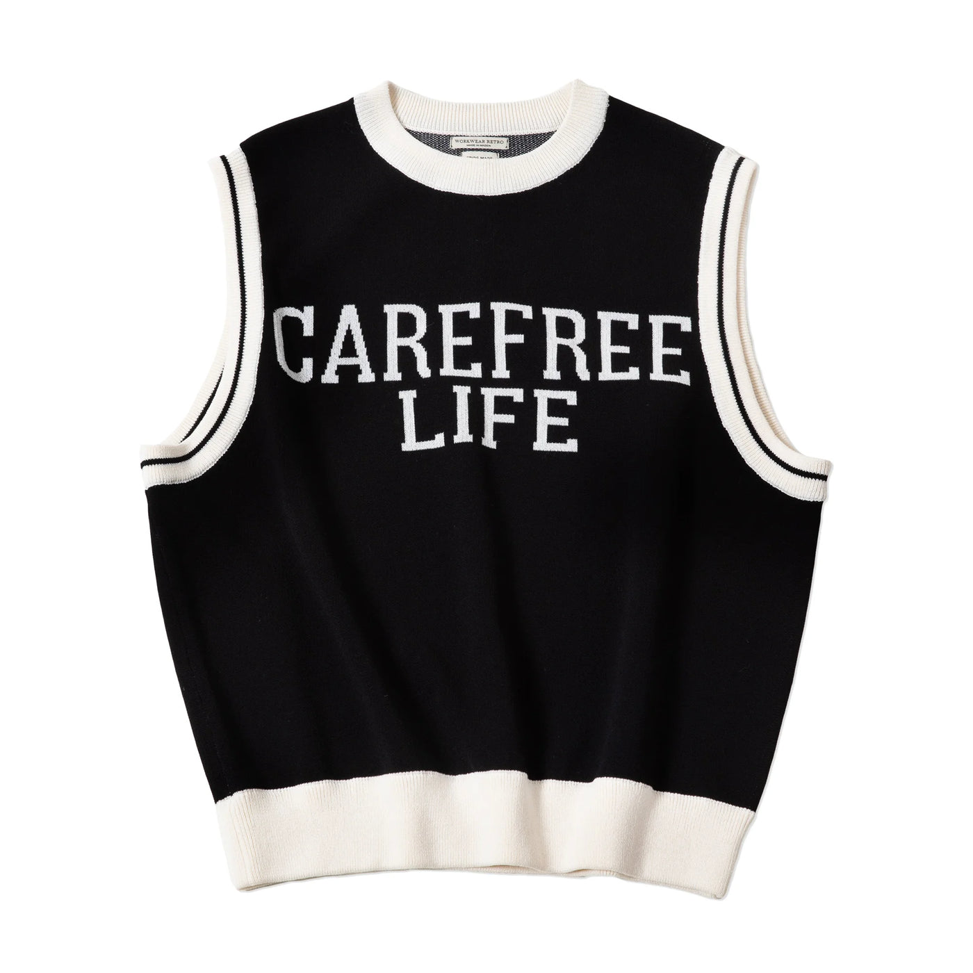 Maden Round-neck Casual Knitted Vest for Men Academy Style Spring and Autumn Streetwear Sleeveless Vest Letter Printed Pullover