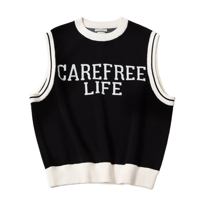 Maden Round-neck Casual Knitted Vest for Men Academy Style Spring and Autumn Streetwear Sleeveless Vest Letter Printed Pullover