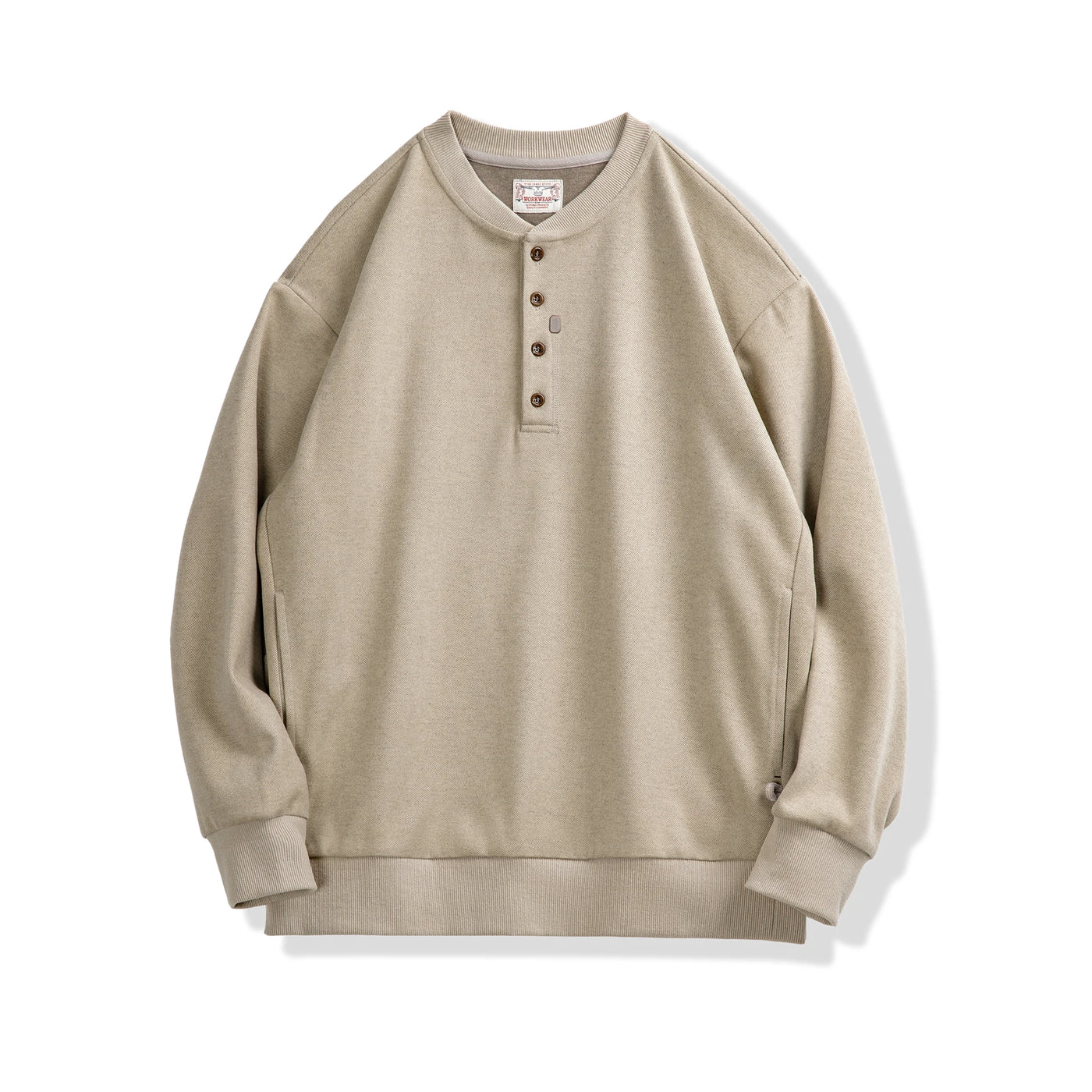 Maden American Casual Henry Collar Men's Clothing Tops Sweatshirt Clean-fit Long-sleeved Bottoming Spring T-shirt Fashion