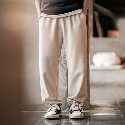 Maden New Casual Solid-color Elastic-waist Sweatpants Loose Straight Pants for Men's Autumn and Winter Versatile Sports Trousers