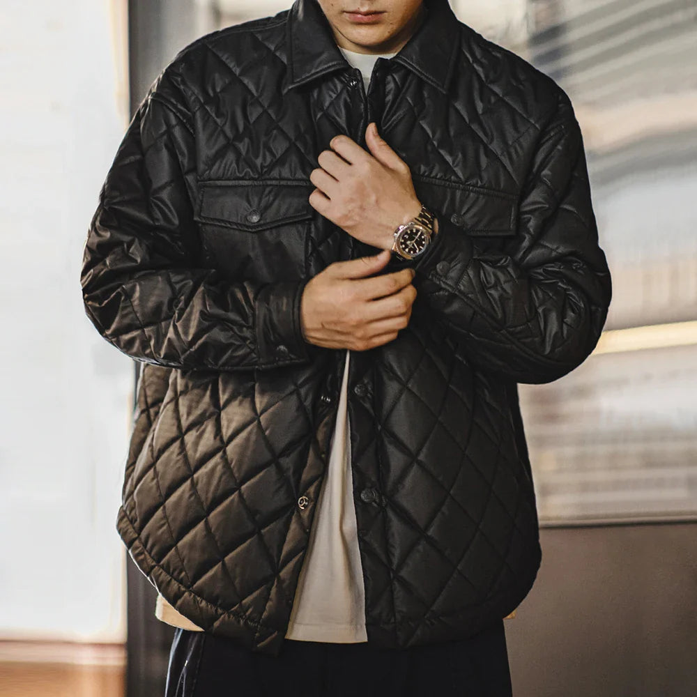 Traff Chaqueta Retro Acolchada con Diseño de Diamante