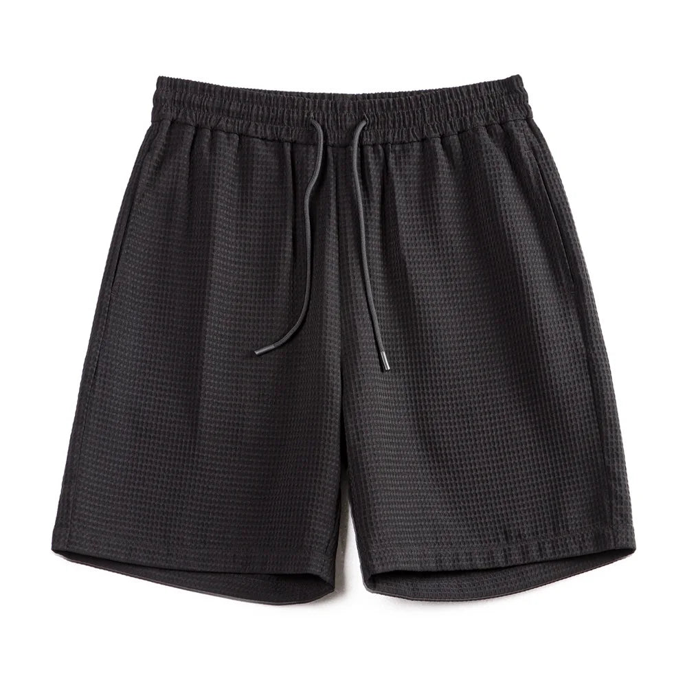Maden Retro Profile Waffle Fabric Shorts Loose Straight Thin Breathable Elastic Waist Basketball Shorts for Men's Summer
