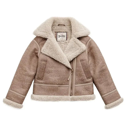 Chaqueta de Cuero Imitación de Piel de Cordero Traff